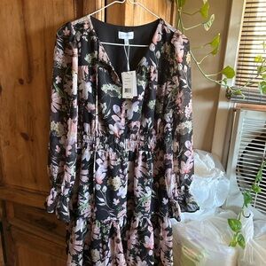 Lucy Paris Floral Black and Pink Dress